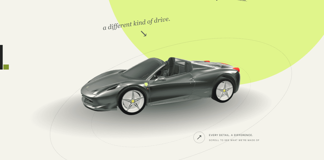 Sage metallic Ferrari 458 in the Roadside studio